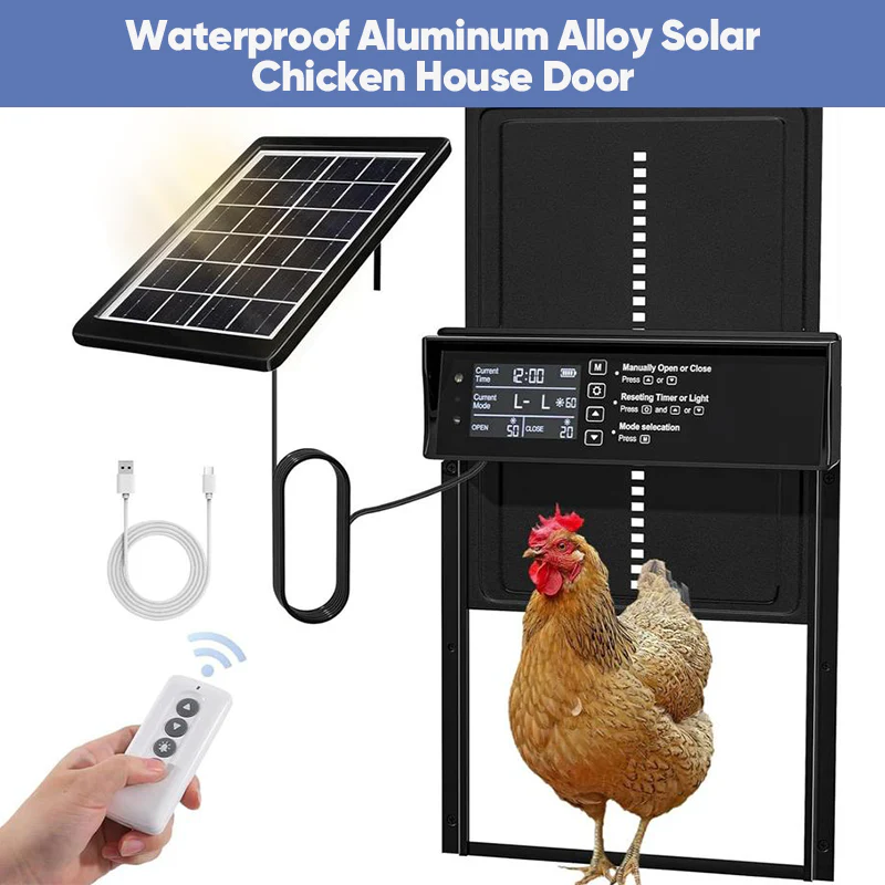 Sakerplus Waterproof Aluminum Alloy Solar Chicken House Door - Image 2
