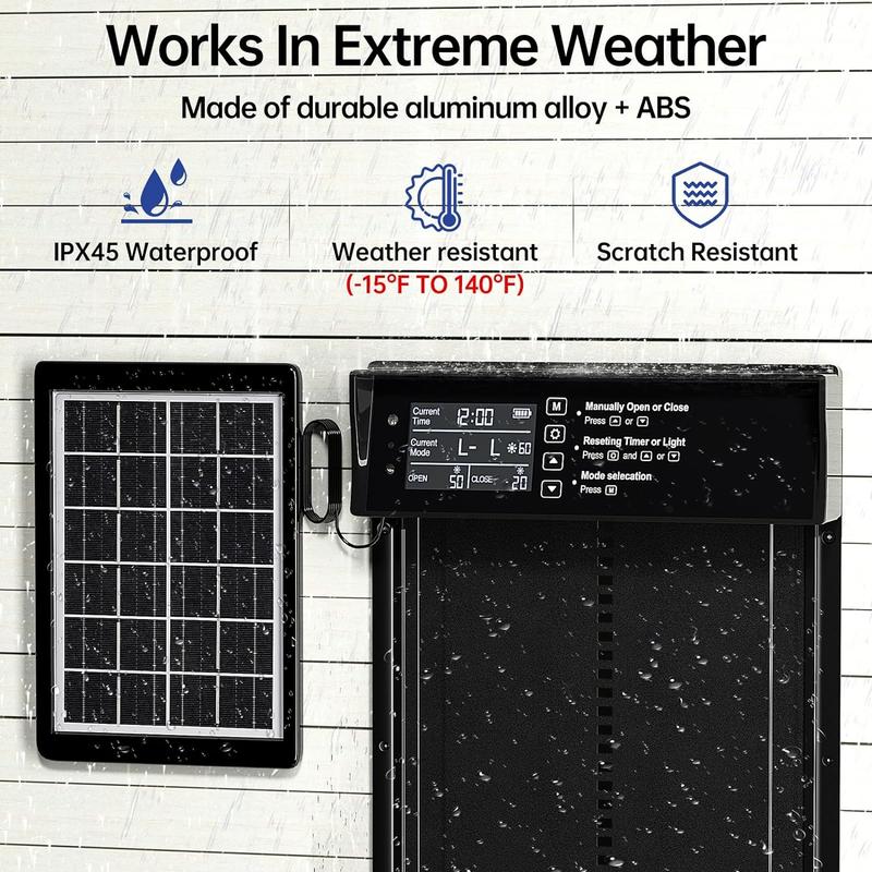 Sakerplus Waterproof Aluminum Alloy Solar Chicken House Door - Image 7